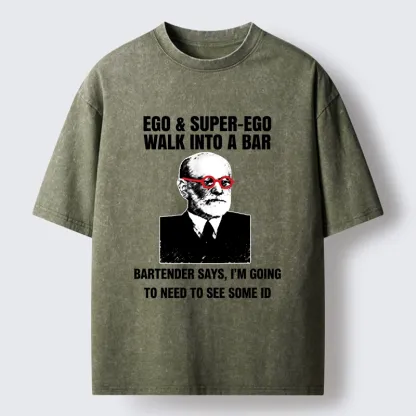 Tokyo-Tiger Funny Psychology Bar Joke Washed T-Shirt