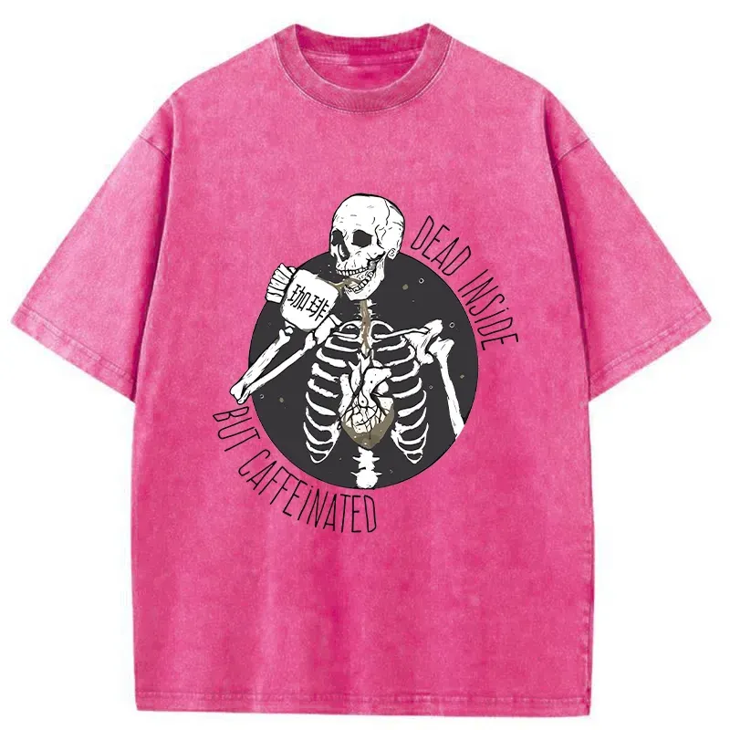 Tokyo-Tiger Dead Inside But Caffeinated Washed T-Shirt