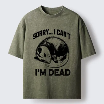 Tokyo-Tiger Funny Opossum Playing Dead Washed T-Shirt