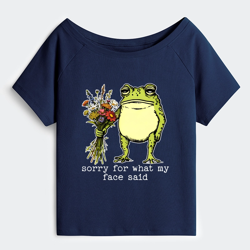 Tokyo-Tiger Frog Sorry Mode Activated Off Shoulder T-Shirt