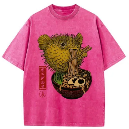 Tokyo-Tiger Ramen Lover Fugu Washed T-Shirt