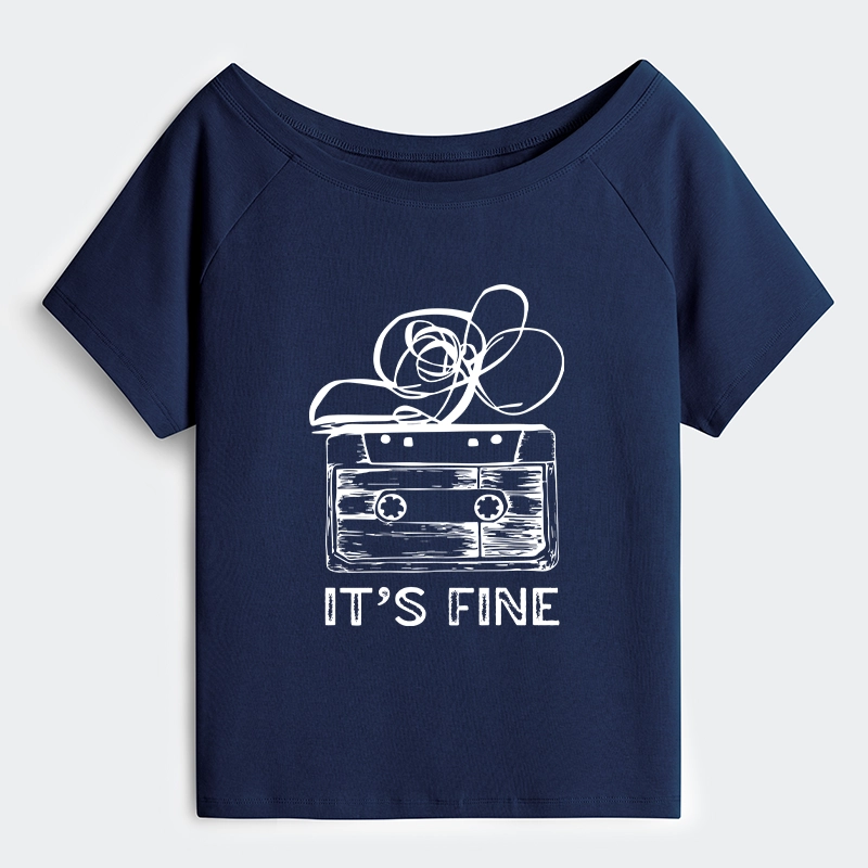 Tokyo-Tiger Cassette Fine Meme Off Shoulder T-Shirt