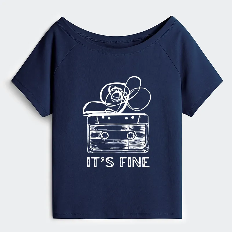 Tokyo-Tiger Cassette Fine Meme Off Shoulder T-Shirt