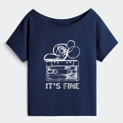 Tokyo-Tiger Cassette Fine Meme Off Shoulder T-Shirt