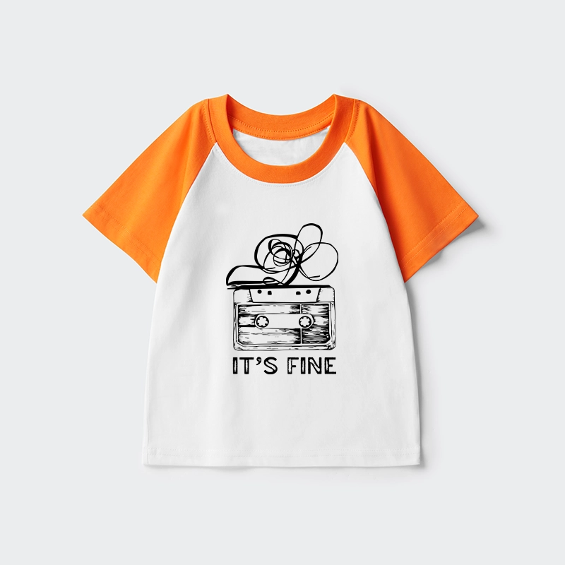 Tokyo-Tiger Cassette Fine Meme Kids Raglan T-shirt