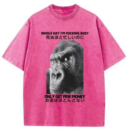 Tokyo-Tiger Making Money Gorilla Funny Washed T-Shirt