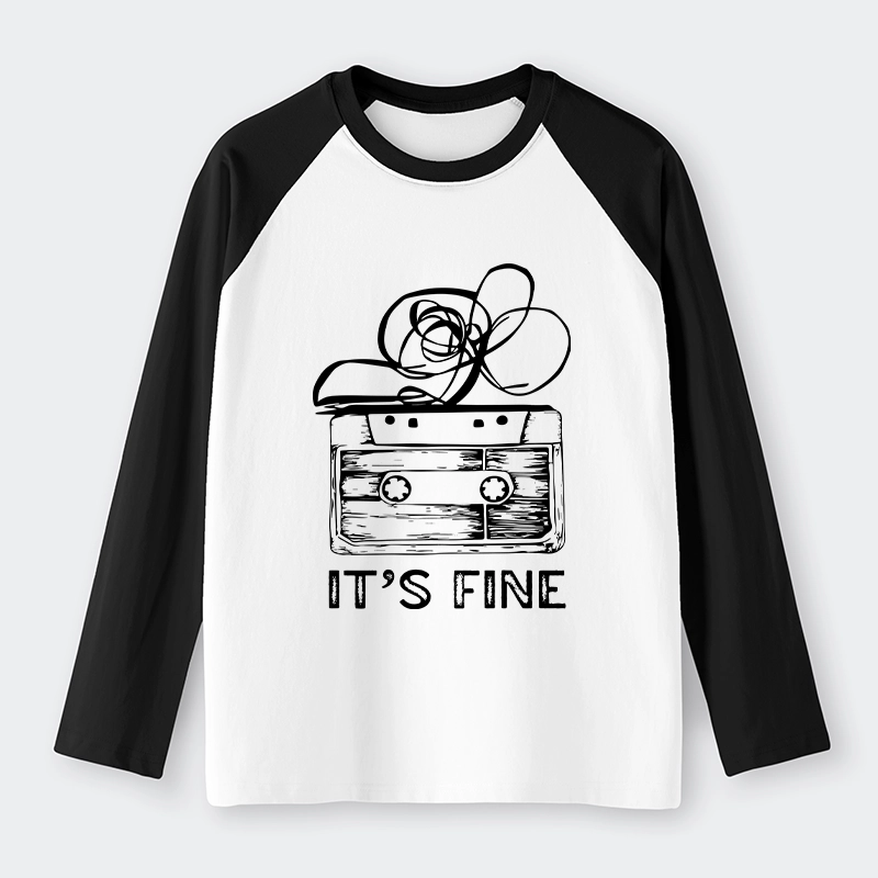 Tokyo-Tiger Cassette Fine Meme Raglan Long Sleeve T-shirt