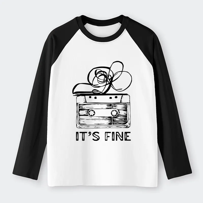 Tokyo-Tiger Cassette Fine Meme Raglan Long Sleeve T-shirt