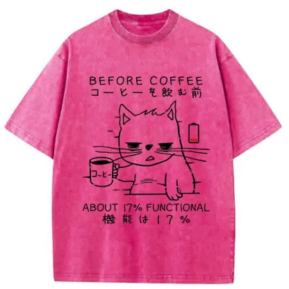 Tokyo-Tiger Before Coffee About 17% Functional Washed T-Shirt