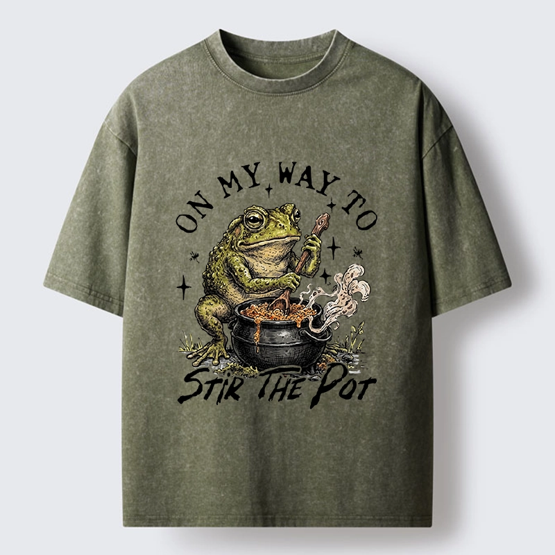 Tokyo-Tiger Frog On My Way To Stir The Pot Washed T-Shirt