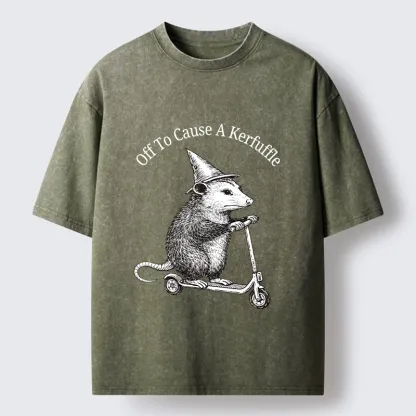 Tokyo-Tiger Opossum Meme With Witch Hat Washed T-Shirt