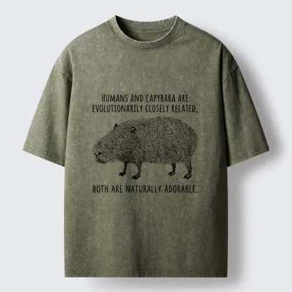 Tokyo-Tiger Capybara And Humans Are Cousins Washed T-Shirt