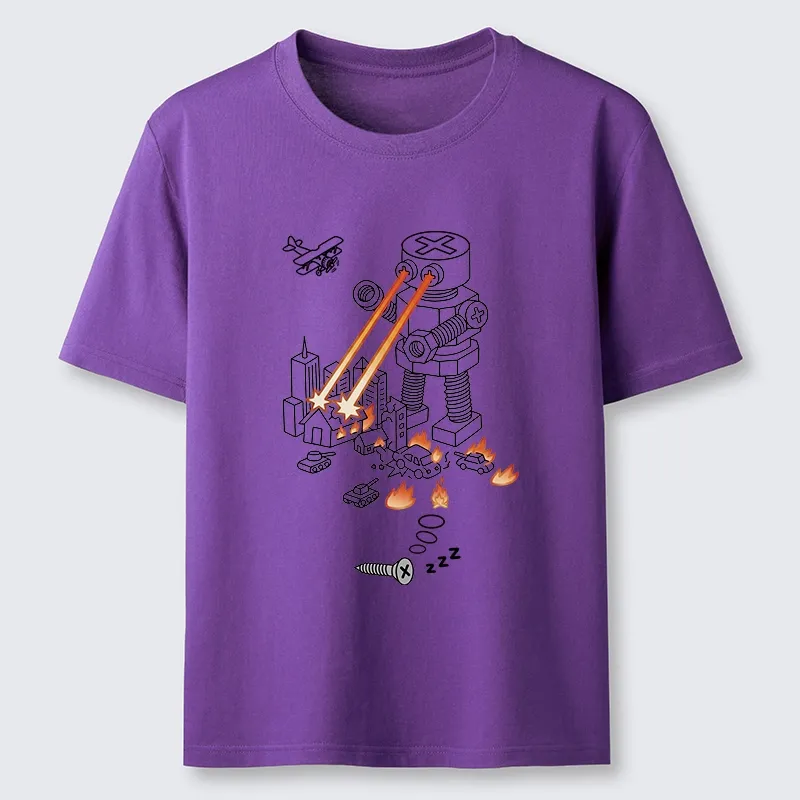 Tokyo-Tiger Funny Screw Robot Destroying City Classic T-Shirt