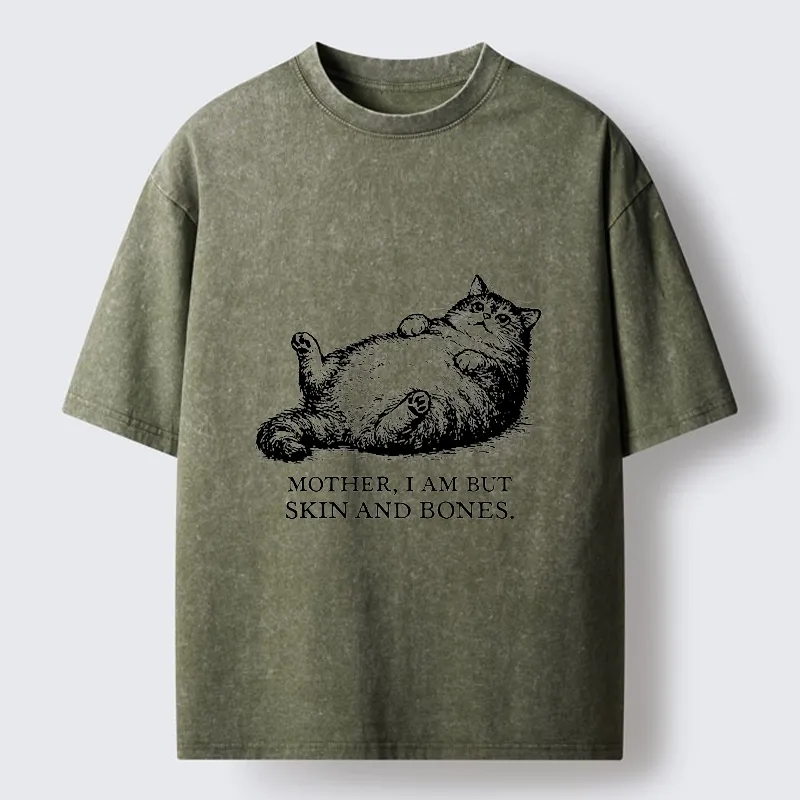 Tokyo-Tiger Chonky Cat Begging For Food Washed T-Shirt