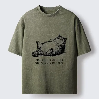 Tokyo-Tiger Chonky Cat Begging For Food Washed T-Shirt