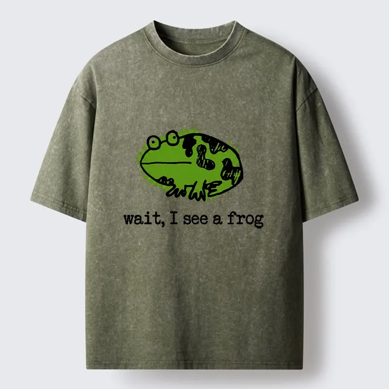 Tokyo-Tiger Silly Frog Doodle Art Washed T-Shirt