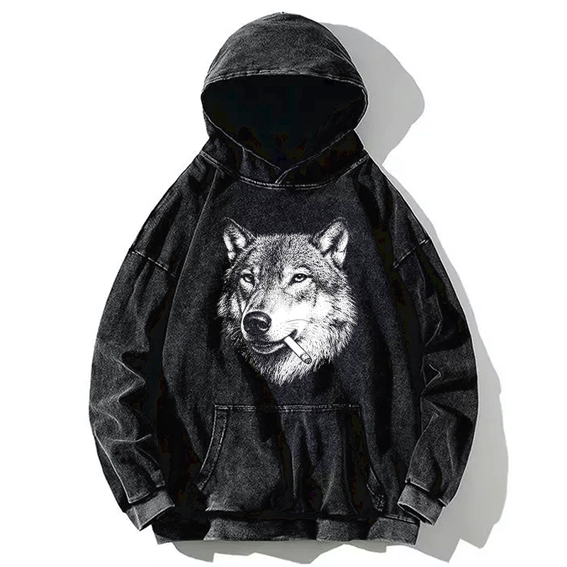 Tokyo-Tiger Cool Wolf Meme Bad Decisions Pending Washed Hoodie