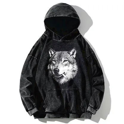 Tokyo-Tiger Cool Wolf Meme Bad Decisions Pending Washed Hoodie