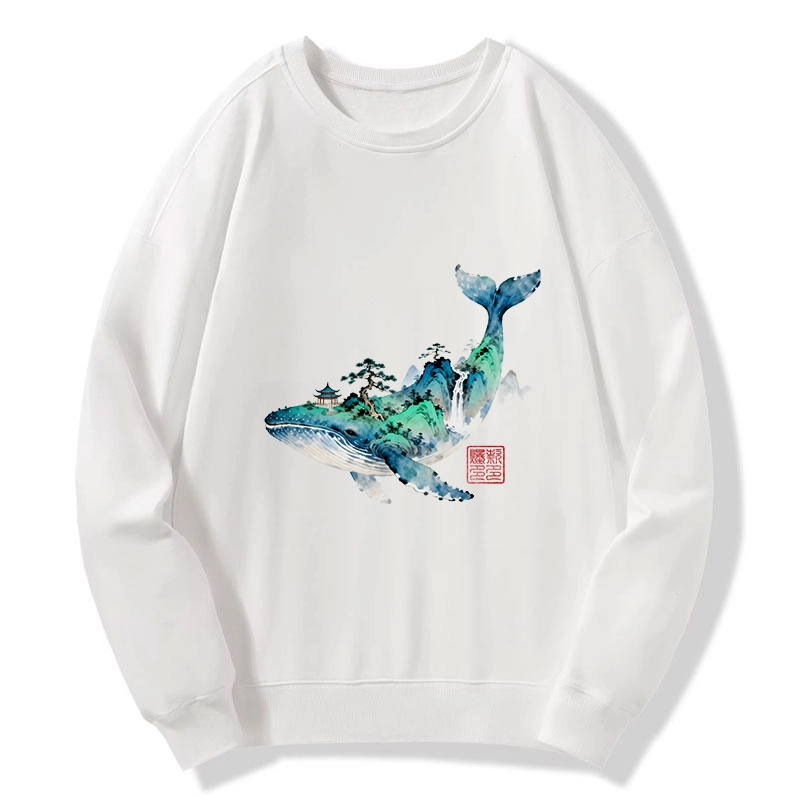 Tokyo-Tiger Whale Ink Painting Landscape Classic Sweatshirt