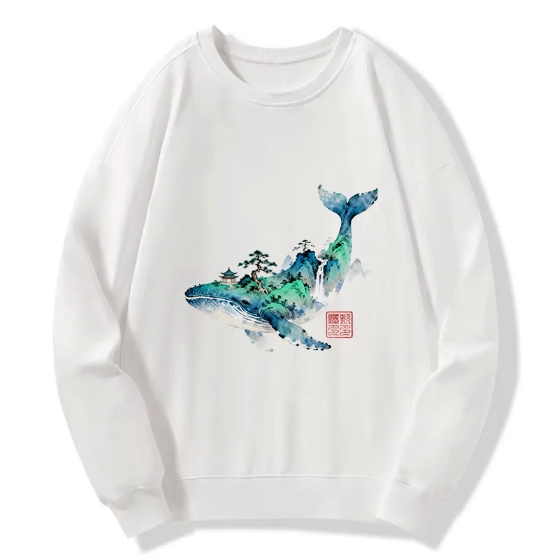 Tokyo-Tiger Whale Ink Painting Landscape Classic Sweatshirt Sale