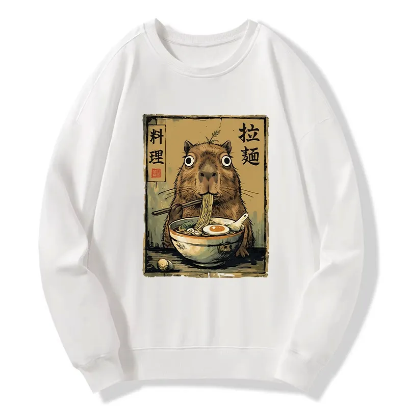 Tokyo-Tiger Cute Capybara Eating Ramen Classic Sweatshirt