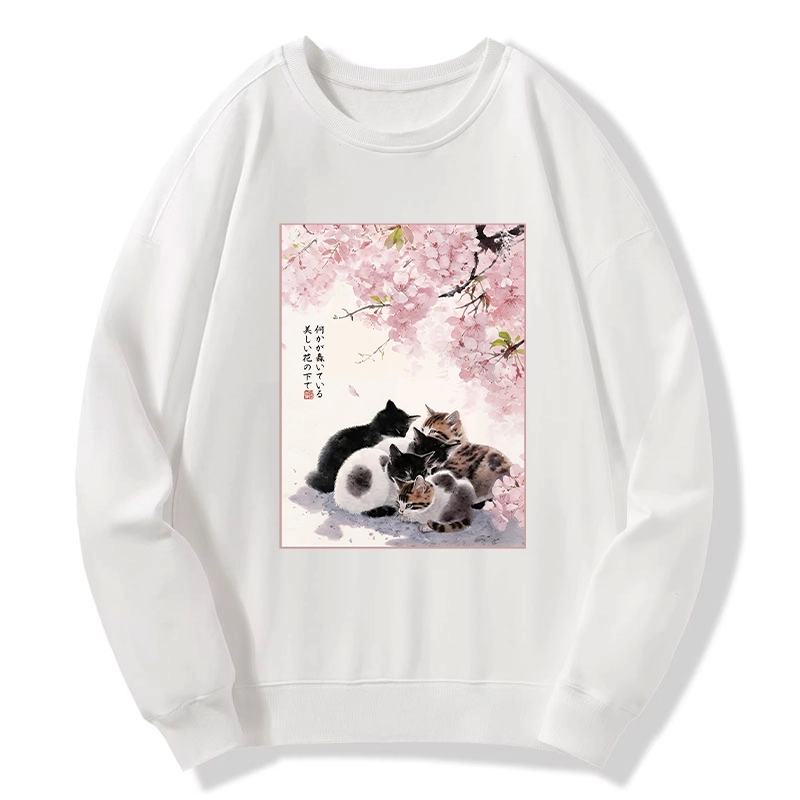 Tokyo-Tiger Cute Cats Sakura Garden Classic Sweatshirt