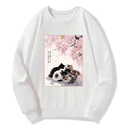 Tokyo-Tiger Cute Cats Sakura Garden Classic Sweatshirt
