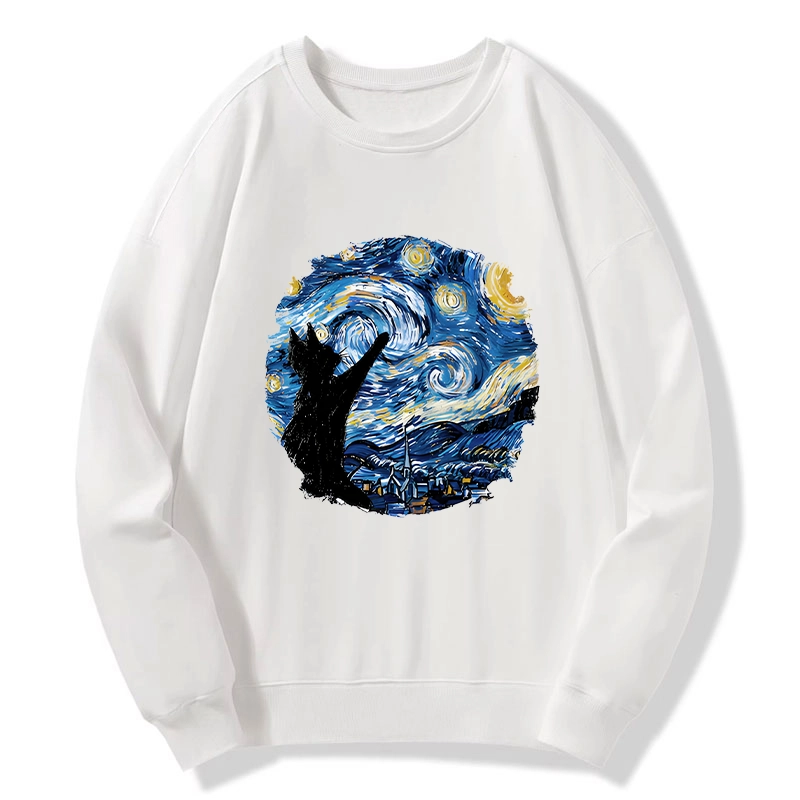 Tokyo-Tiger Starry Night Black Cat Classic Sweatshirt
