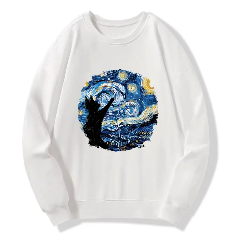 Tokyo-Tiger Starry Night Black Cat Classic Sweatshirt