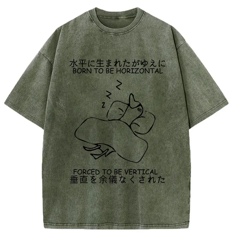 Tokyo-Tiger Born To Be Horizontal Washed T-Shirt