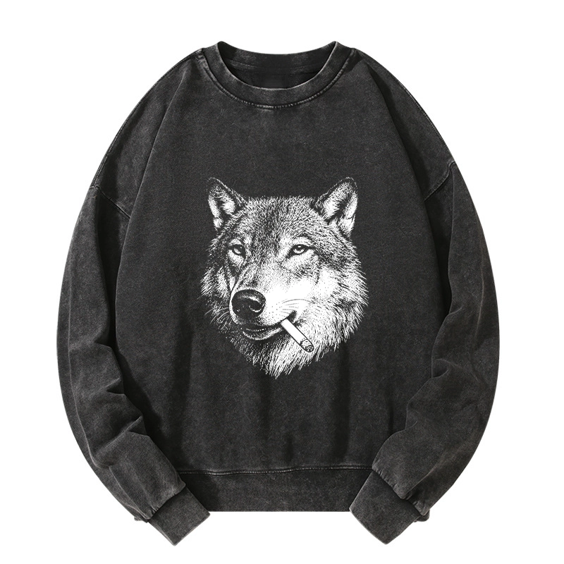 Tokyo-Tiger Cool Wolf Meme Bad Decisions Pending Washed Sweatshirt
