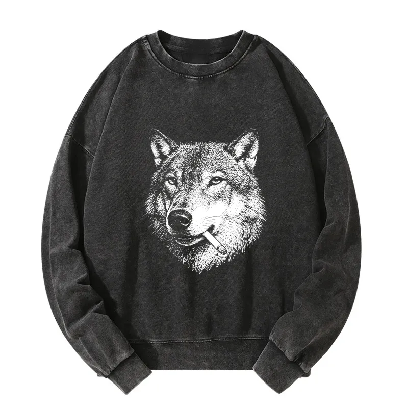 Tokyo-Tiger Cool Wolf Meme Bad Decisions Pending Washed Sweatshirt Sale