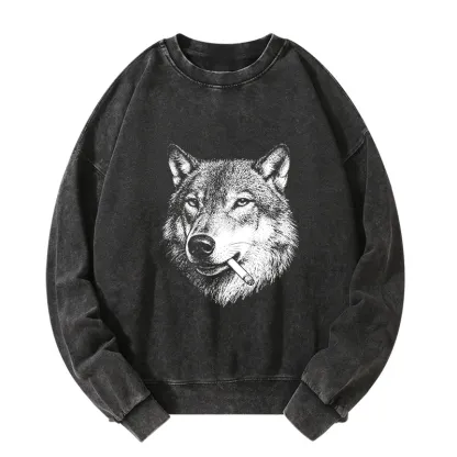 Tokyo-Tiger Cool Wolf Meme Bad Decisions Pending Washed Sweatshirt