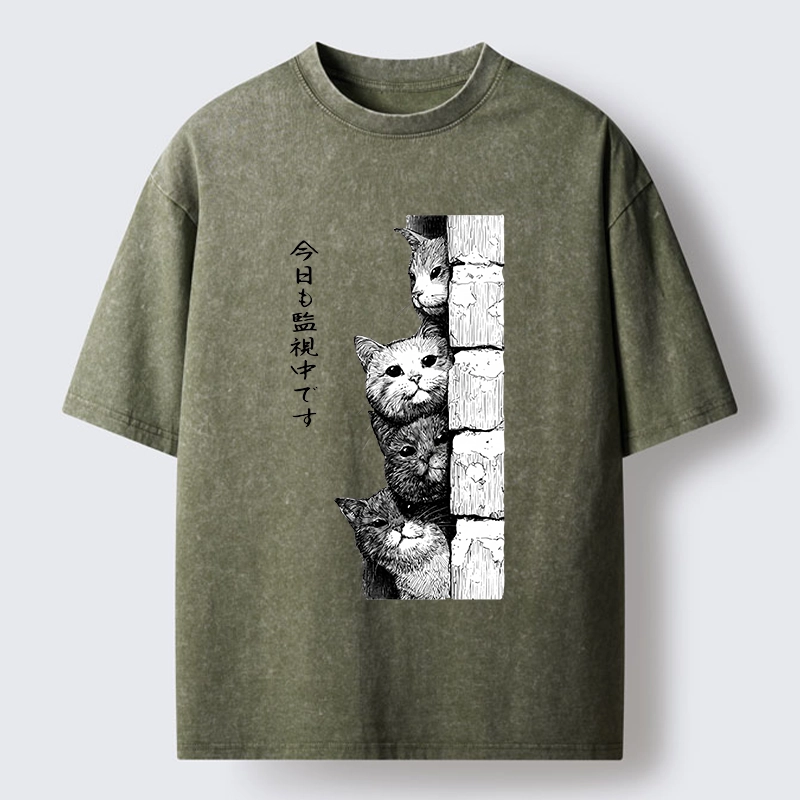 Tokyo-Tiger Cats Are Watching You Always Washed T-Shirt
