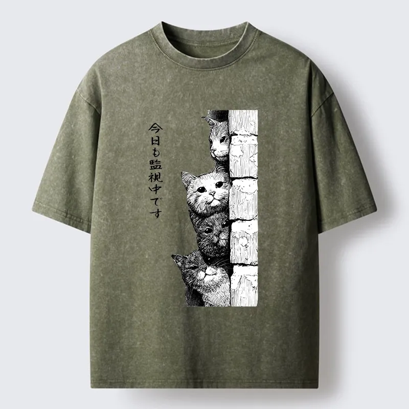 Tokyo-Tiger Cats Are Watching You Always Washed T-Shirt