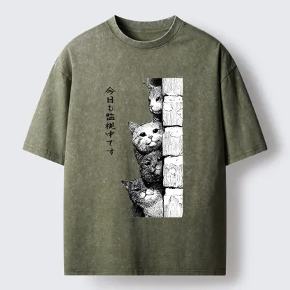 Tokyo-Tiger Cats Are Watching You Always Washed T-Shirt