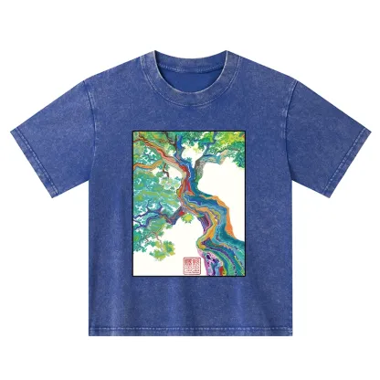 Tokyo-Tiger Colorful Magic Tree Kids Washed T-Shirt