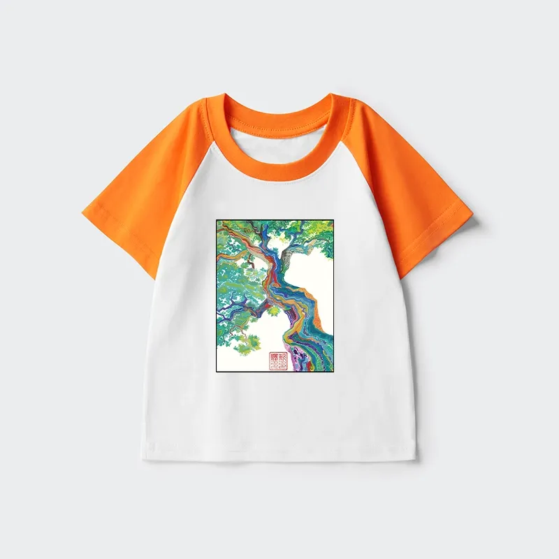 Tokyo-Tiger Colorful Magic Tree Kids Raglan T-shirt