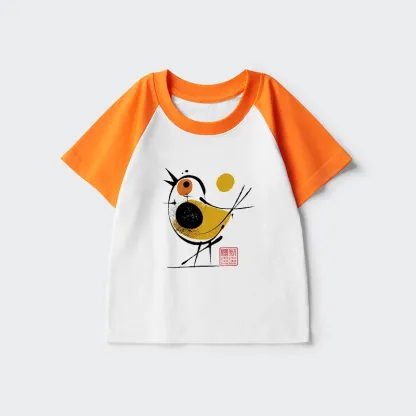 Tokyo-Tiger Aesthetic Yellow And Black Bird Kids Raglan T-shirt