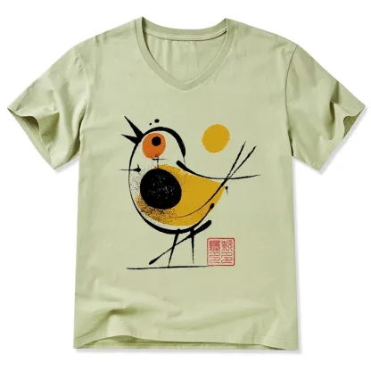 Tokyo-Tiger Aesthetic Yellow And Black Bird V-Neck Classic T-Shirt