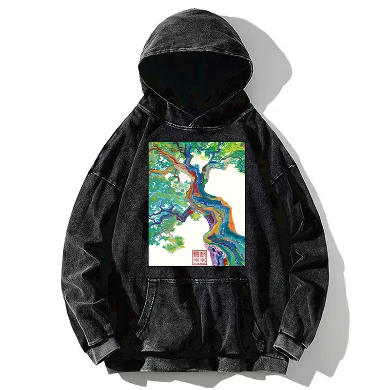 Tokyo-Tiger Colorful Magic Tree Washed Hoodie