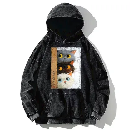 Tokyo-Tiger Three Cute Cats Watch You Washed Hoodie