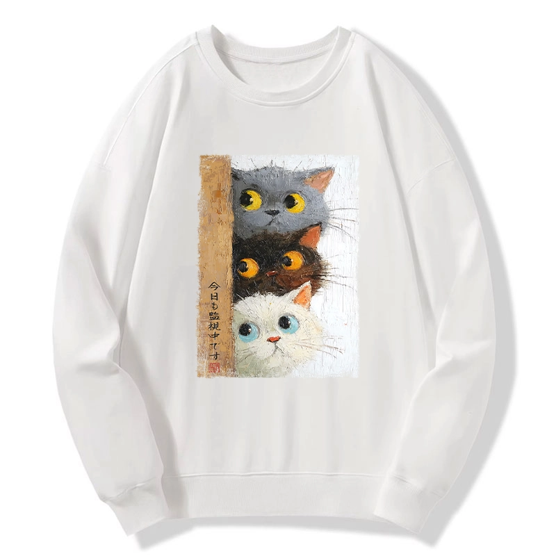 Tokyo-Tiger Three Cute Cats Watch You Classic Sweatshirt
