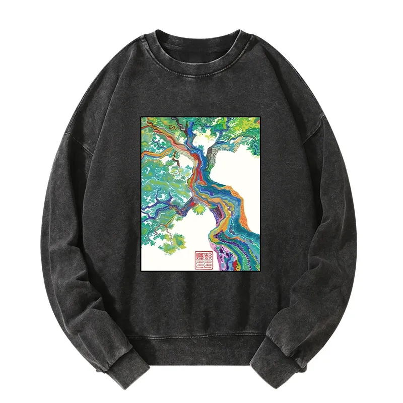 Tokyo-Tiger Colorful Magic Tree Washed Sweatshirt