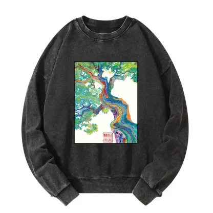 Tokyo-Tiger Colorful Magic Tree Washed Sweatshirt