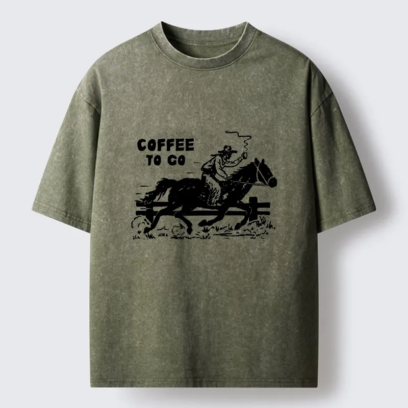 Tokyo-Tiger Cowboy With Coffee To Go Washed T-Shirt