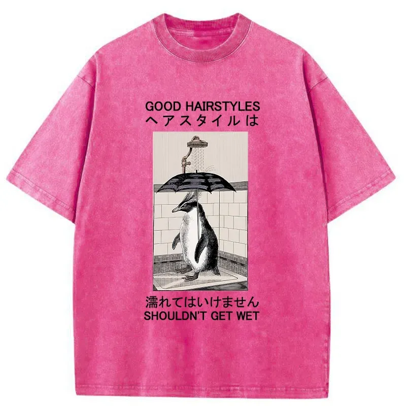 Tokyo-Tiger Keep It Stylish Penguin Washed T-Shirt