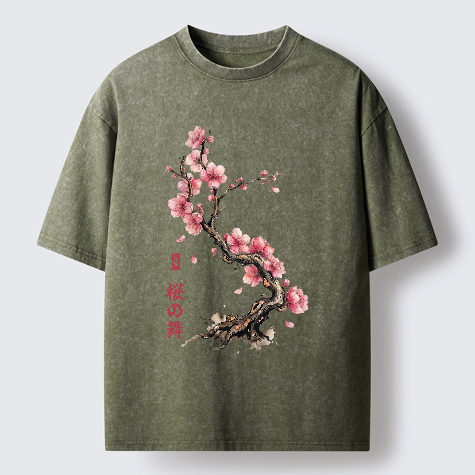 Tokyo-Tiger Sakura Petal Dance Washed T-Shirt