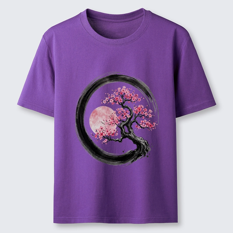 Tokyo-Tiger Zen Sakura Tree With Pink Moon Classic T-Shirt