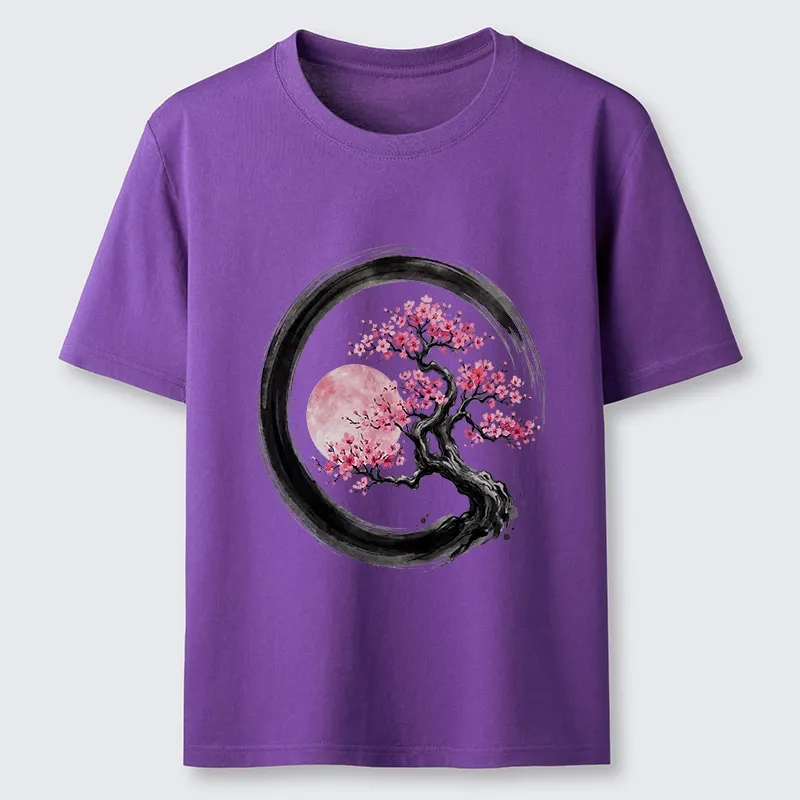 Tokyo-Tiger Zen Sakura Tree With Pink Moon Classic T-Shirt